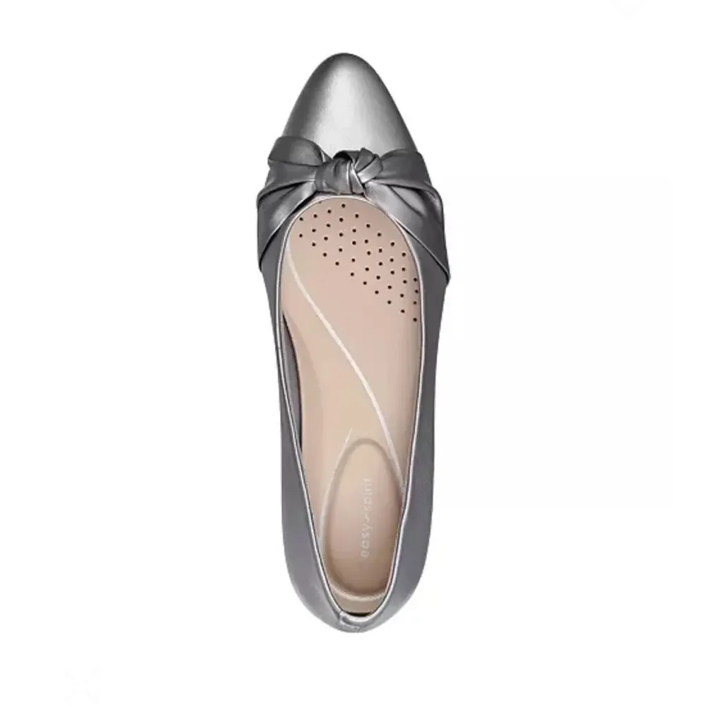 Easy Spirit Women's Eflex Caster Slip-on Block Heel Dress Pumps Pewter Size 7W